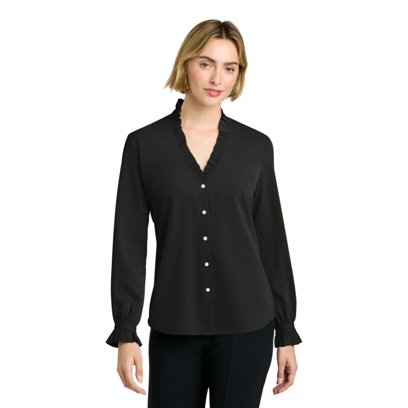 Women's Long Sleeve Ruffle Collar Blouse Thumbnail